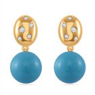 Sleeping Beauty Türkis farbe Muschelperle, Moissanit Ohrringe 925 Silber vergoldet