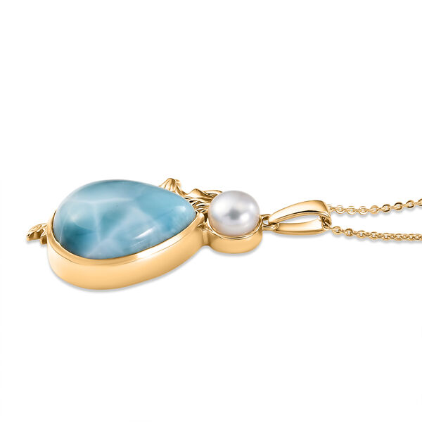 D'Joy AA Larimar, S&uuml;&szlig;wasser Perle (6mm) Schmuckset ca. 50 cm 925 Silber 750 Gelbgold vermeil image number 3