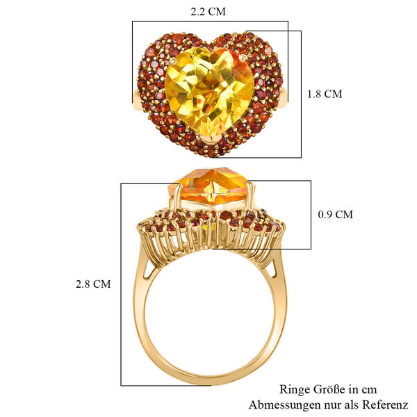 D'Joy Sphaleros Quarz, Mosambik Granat Ring 925 Silber 750 Gelbgold Vermeil (Gr&ouml;&szlig;e 17.00) ca. 7,98 ct image number 7