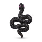 Schwarzer Spinell Schlange Anhänger 925 Silber rhodiniert ca. 1,21 ct