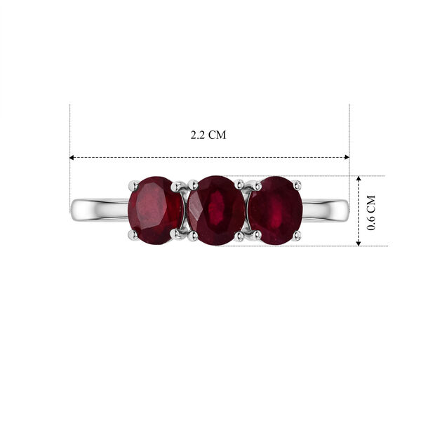 D'Joy Afrikanischer Rubin (Fissure gef&uuml;llt) Ring 925 Silber Rhodiniert (Gr&ouml;&szlig;e 18.00) ca. 1,56 ct image number 5