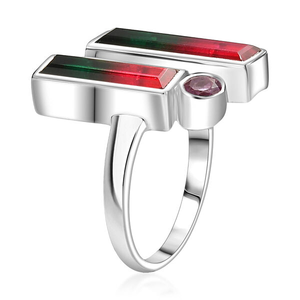 Sajen Silber-Wassermelonen Quarz Triplette Ring 925 Silber rhodiniert (Gr&ouml;&szlig;e 18.00) ca. 6.70 ct image number 3