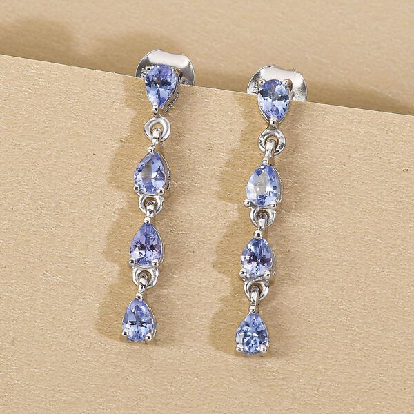 Tansanit-Ohrringe, 925 Silber platiniert ca. 1,26 ct image number 2