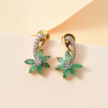 1,82 ct. Kagem sambische Smaragd und Zirkon Ohrringe