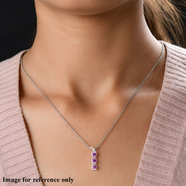 Lustro Stella - lila Zirkonia 3-Stein-Anh&auml;nger, 925 Silber ca. 1,40 ct image number 2