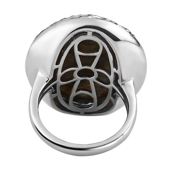 Labradorit-Ring, 925 Silber platiniert (Gr&ouml;&szlig;e 19.00) ca. 24.63 ct image number 6