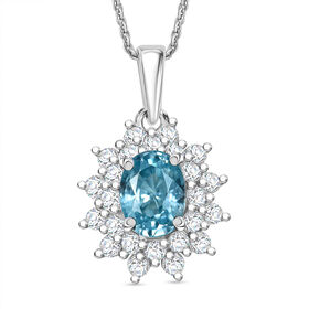 D'Joy AA Blauer Zirkon, Weißer Zirkon Schmuckset ca. 50 cm 925 Silber rhodiniert ca. 3,08 ct.