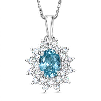 D'Joy AA Blauer Zirkon, Wei&szlig;er Zirkon Schmuckset ca. 50 cm 925 Silber rhodiniert ca. 3,24 ct.