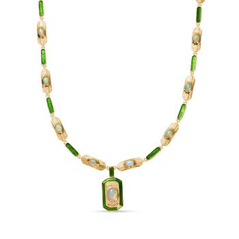 AA Nat&uuml;rliche, &auml;thiopische Welo Opal-Halskette, 45 cm - 5,10 ct.