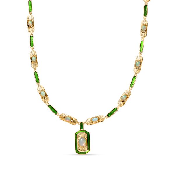 AA Nat&uuml;rliche, &auml;thiopische Welo Opal-Halskette, 45 cm - 5,10 ct.