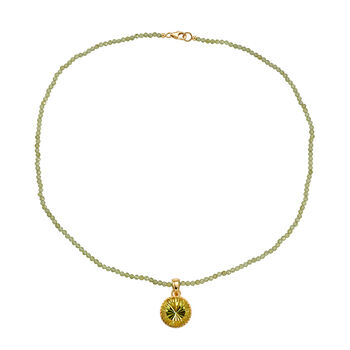 D'Joy AAA Ouro Verde-Quarz, Peridot Schmuckset ca. 50 cm 925 Silber 750 Gelbgold vermeil ca. 48,93 ct.