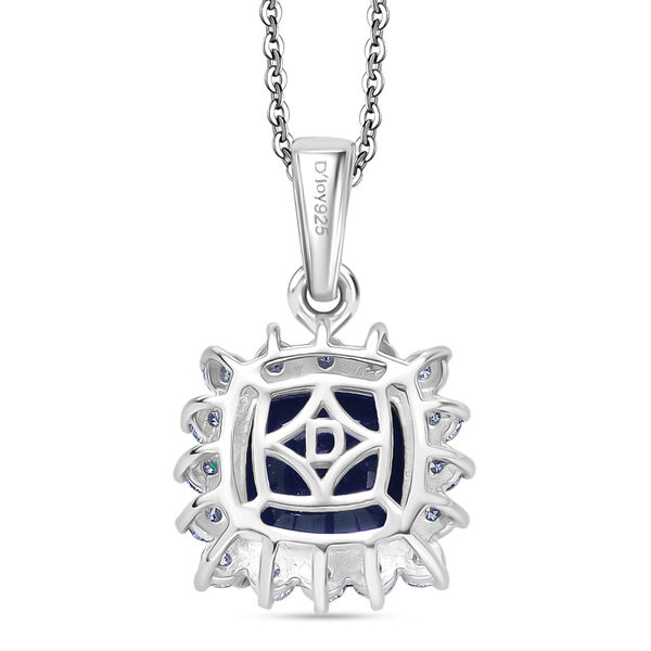 D'Joy AA diffundierter blauer Saphir und Moissanit Anh&auml;nger mit 50cm Kette - 5,41 ct. image number 4