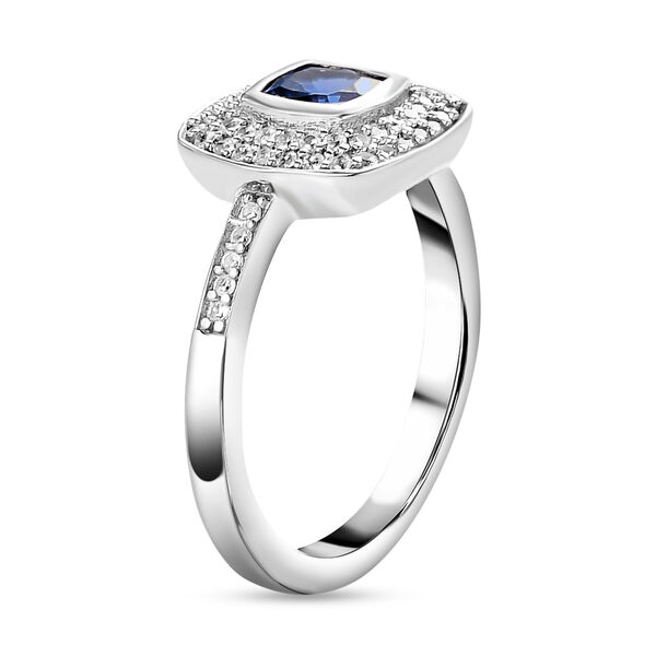 AA Tansanit und weißer Zirkon-Ring, 925 Silber platiniert  ca. 0,74 ct image number 5