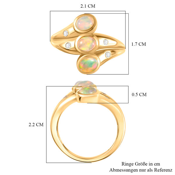 AA Nat&uuml;rlicher, &auml;thiopischer Welo Opal und Zirkon-Ring - 0,76 ct. image number 8