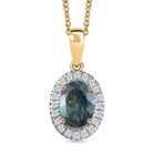 AAA Alexandrit, Weißer Diamant Anhänger mit Kette, 585 Gold ca. 1.50 ct