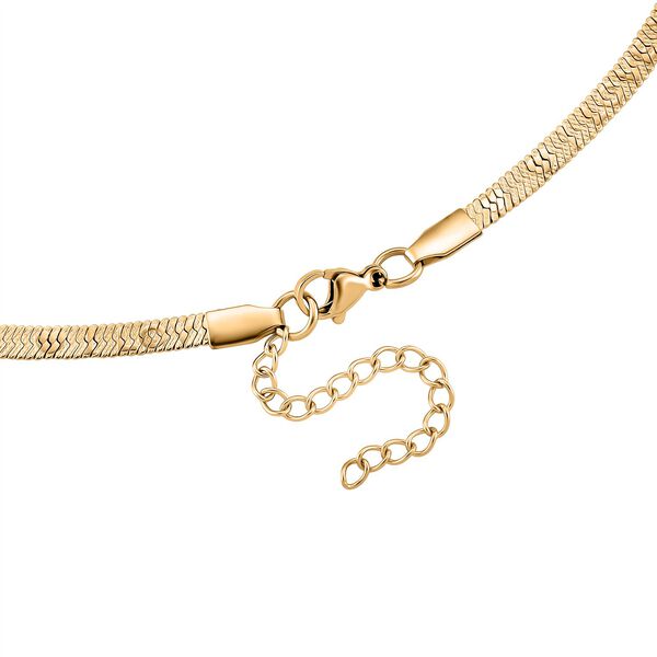 2er-Set Halsketten, Edelstahl, Goldfarben, Gliederkette und Schlangenketten-Optik, ca. 50 + 5 cm image number 5