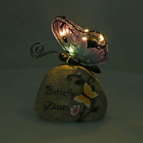 Harz Solarlampe, Schmetterling, Gr&ouml;&szlig;e 16x10x20 cm, Dunkelblau image number 2