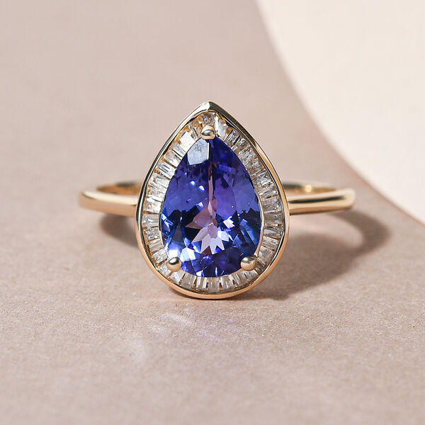 Premium Tansanit und weißer Diamant-Ring, 585 Gelbgold  ca. 2,38 ct image number 2