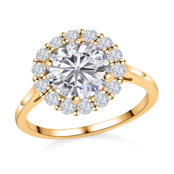 LUSTRO STELLA - wei&szlig;er Zirkonia-Ring, 925 Silber vergoldet (Gr&ouml;&szlig;e 16.00) ca. 4,36 ct image number 4