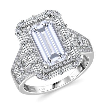 Moissanit Ring 925 Silber rhodiniert (Gr&ouml;&szlig;e 20.00) ca. 4,15 ct