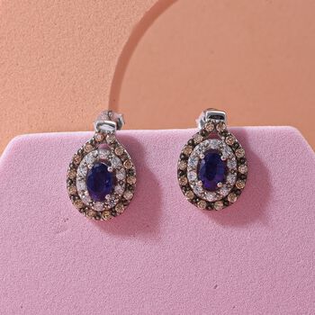 D'Joy Masoala Saphir (Fissure gef&uuml;llt), Kaffee Zirkon Ohrringe 925 Silber rhodiniert ca. 2,73 ct.