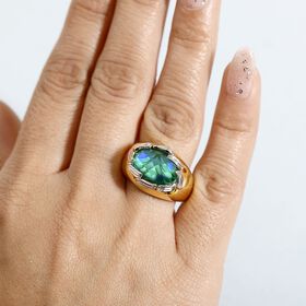 Zweifarbiger Pfau Triplett Quarz Ring - 6,68 ct.