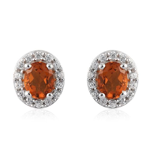 Madira Citrin und Zirkon Ohrstecker 925 Silber platiniert 0,85 Ct image number 0