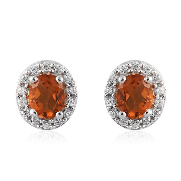 Madira Citrin und Zirkon Ohrstecker 925 Silber platiniert 0,85 Ct