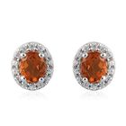 Madira Citrin und Zirkon Ohrstecker 925 Silber platiniert 0,85 Ct