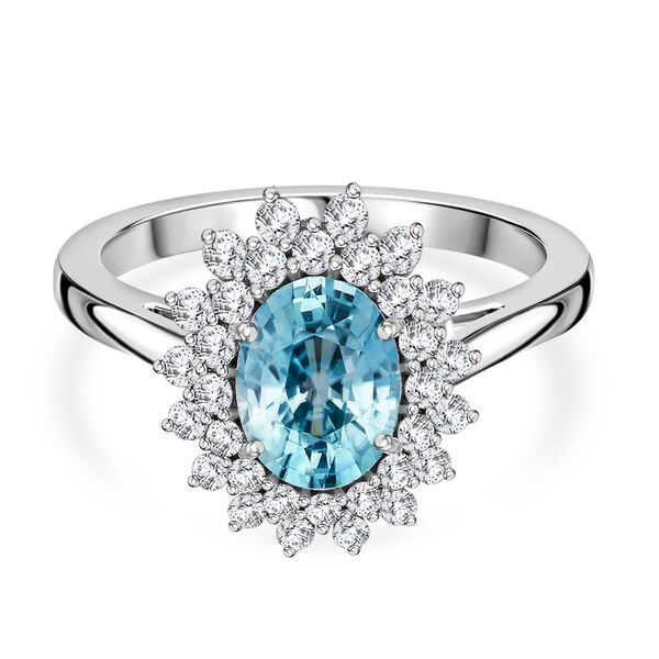 AAA Blauer Zirkon, Lab Grown Diamant Ring 375 Wei&szlig; Gold (Gr&ouml;&szlig;e 17.00) ca. 5.14 ct