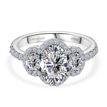 LUXURIANT DIAMOND - Lab Grown Diamant VS-EF IGI zertifiziert Ring, 950 Platin (Gr&ouml;&szlig;e 17.00) ca. 2.50 ct