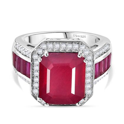 D'Joy AA Afrikanischer Rubin (Fissure gef&uuml;llt) Ring 925 Silber rhodiniert (Gr&ouml;&szlig;e 20.00) ca. 12,29 ct