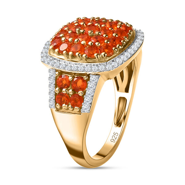 Salamanca Feueropal Ring, 925 Silber vergoldet (Gr&ouml;&szlig;e 21.00), ca. 1.64 ct image number 5