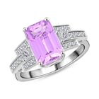 Rhapsody AAAA Patroke Kunzit, Weißer Diamant Ring 950 Platin (Größe 17.00) ca. 6,00 ct