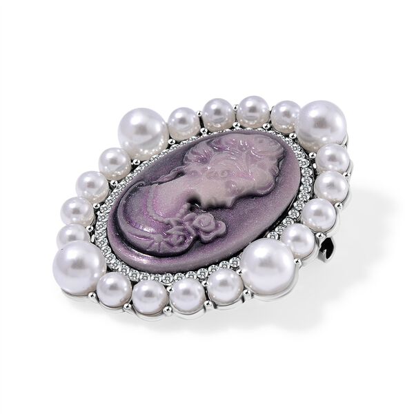 Kamee, Kunststoff Perle Brosche image number 3