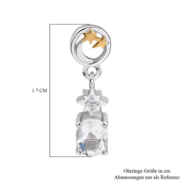 D joy AAA Premium Malagasy Mondstein, Wei&szlig;er Zirkon Celestial Echoes Ohrringe 925 Silber Zweifarbige Beschichtung ca. 0.76 ct image number 6