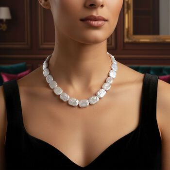 D'Joy wei&szlig;e Keshi Perle 50cm Halskette