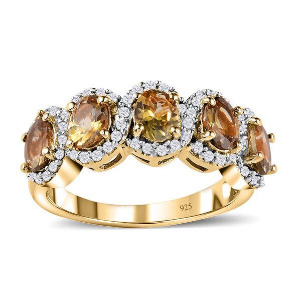 Natürlicher, goldener Tansanit und weißer Zirkon-Ring - 2,12 ct. image number 4