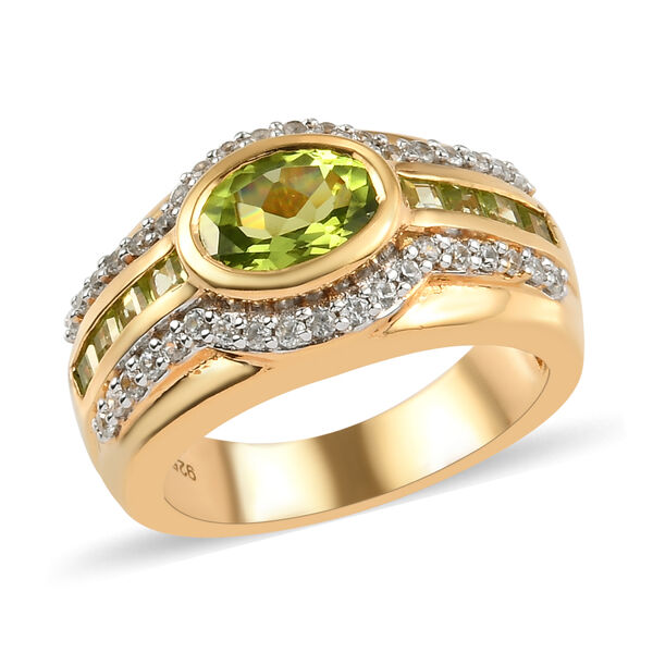 Nat&uuml;rlicher Peridot-Ring, 925 Silber vergoldet  ca. 2,09 ct image number 4
