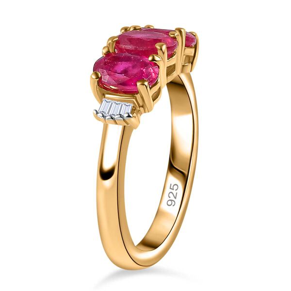 Afrikanischer Rubin (Fissure gef&uuml;llt), Wei&szlig;er Diamant Ring, 925 Silber Gelbgold Vermeil (Gr&ouml;&szlig;e 19.00), ca. 1.91 ct image number 5