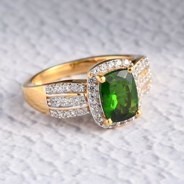 Nat&uuml;rlicher Chromdiopsid und Zirkon-Ring - 1,86 ct. image number 2