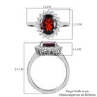 Roter Granat, Weißer Zirkon Ring, 925 Silber platiniert, (Größe 17.00) ca. 3.37 ct image number 6