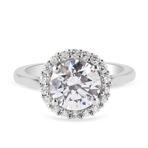 LUSTRO STELLA Hergestellt mit ZIRKONIA Halo Ring 925 Silber Platin-Überzug (Größe 16.00) ca. 3,71 ct image number 0