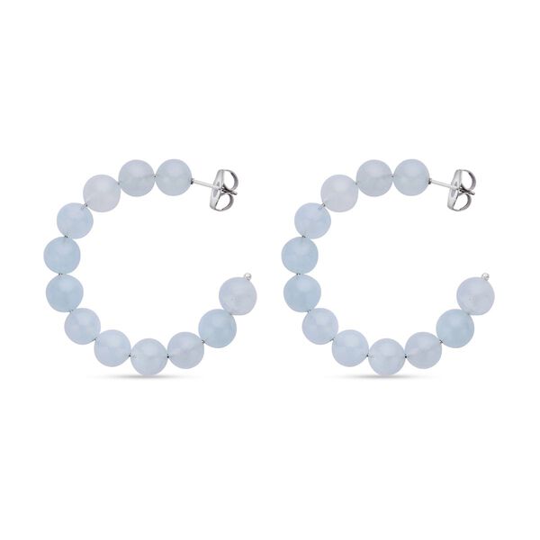 Aquamarin Creolen, Edelstahl ca. 50,00 ct image number 4