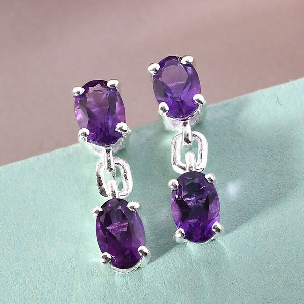 Afrikanischer Amethyst Ohrringe 925 Silber ca. 1,56 ct image number 2