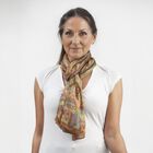 100% Natur Seide, Designer Schal, 50x160 cm, Braun/Pink