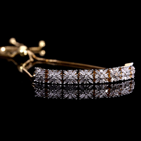 Weißer Diamant Armband, ca. 19 cm, 925 Silber Gelbgold Vermeil, ca. 0.50 ct image number 4