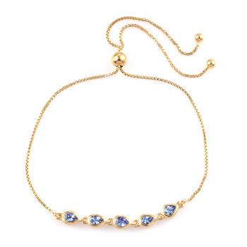 Tansanit Armband 26.75 cm 925 Silber vergoldet ca. 0,83 ct