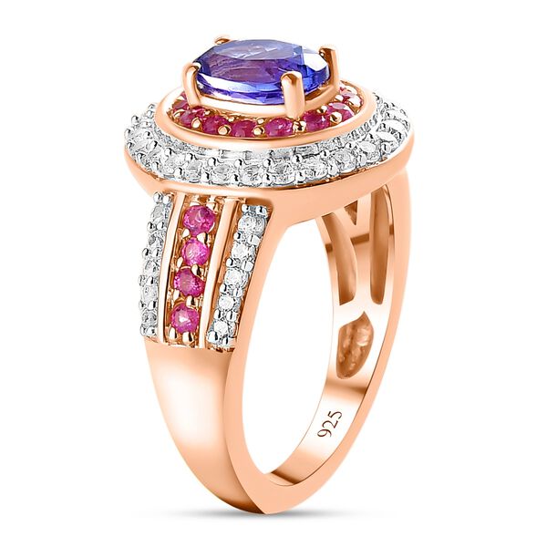 Tansanit, rosa Saphir und Zirkon Ring - 2,01 ct. image number 2