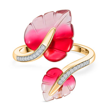 GP Italian Garden Kollektion- Rosa zweifarbiges Muranoglas aus Italien, Zirkon und blauer Saphir Ring